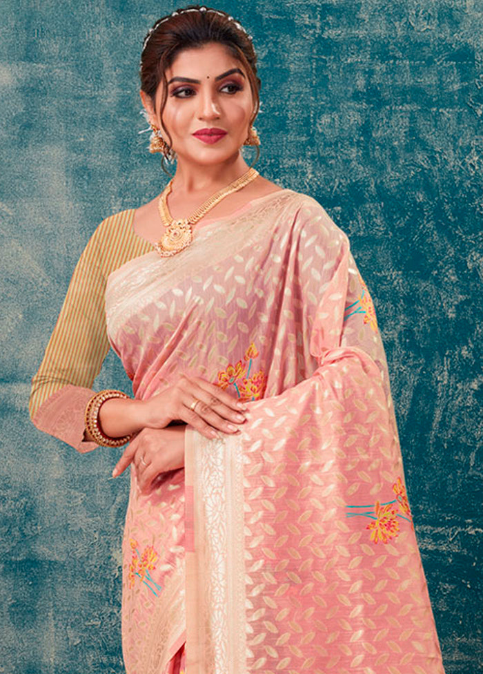 Pink Kota Cotton Saree With Blouse Piece - Indian Silk House Agencies