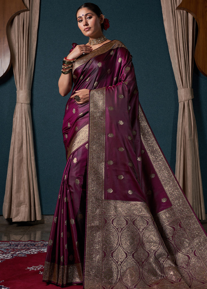 Wine Dupion Silk Saree With Blouse Piece - Indian Silk House Agencies