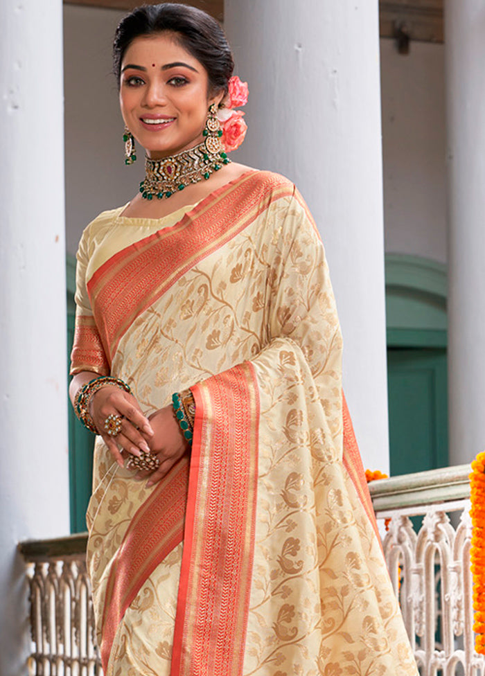 Rust Dupion Silk Saree With Blouse Piece - Indian Silk House Agencies