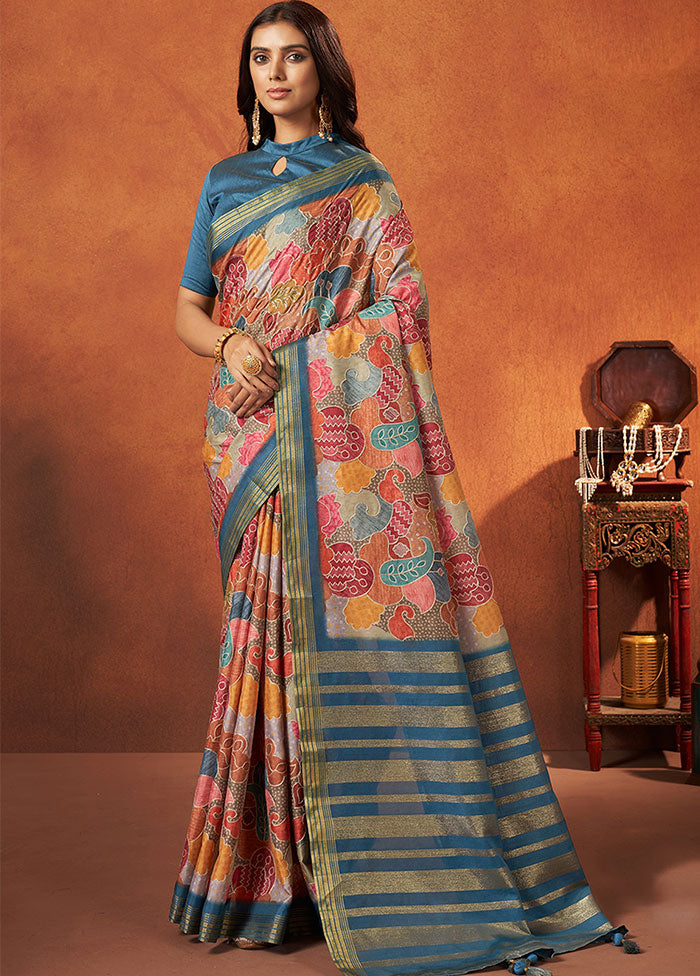 Blue Georgette Saree With Blouse Piece - Indian Silk House Agencies