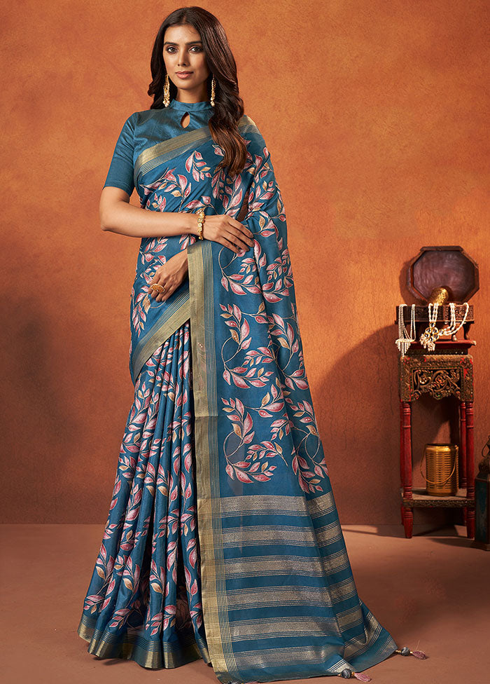 Blue Georgette Saree With Blouse Piece - Indian Silk House Agencies