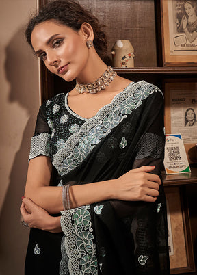 Black Chiffon Silk Saree With Blouse Piece - Indian Silk House Agencies