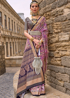 Purple Spun Silk Saree With Blouse Piece - Indian Silk House Agencies