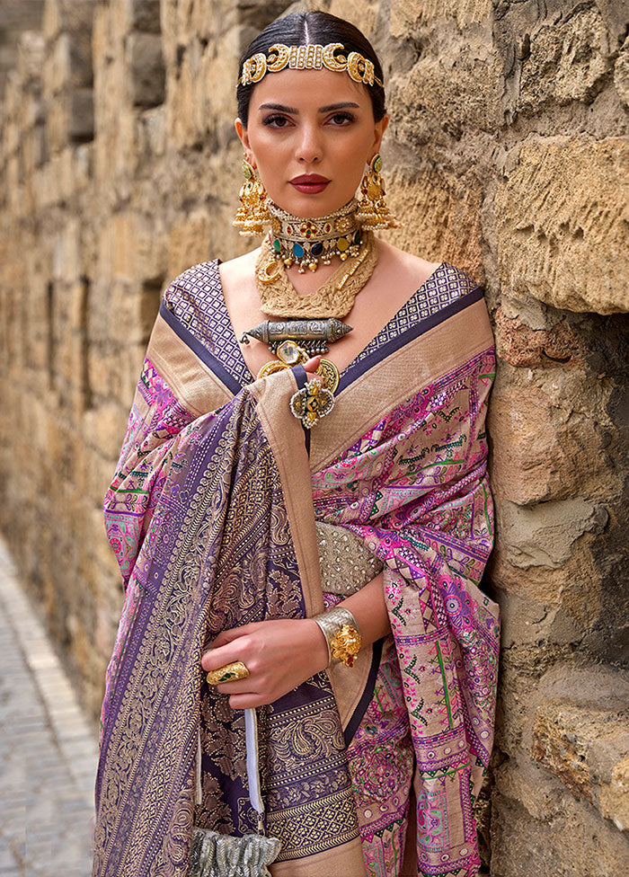 Purple Spun Silk Saree With Blouse Piece - Indian Silk House Agencies