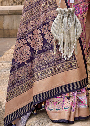 Purple Spun Silk Saree With Blouse Piece - Indian Silk House Agencies