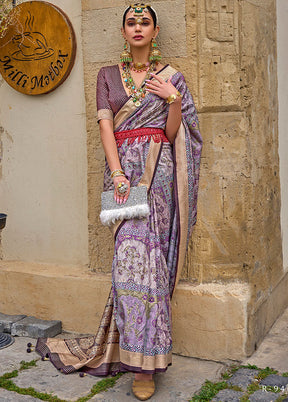 Lavender Spun Silk Saree With Blouse Piece - Indian Silk House Agencies