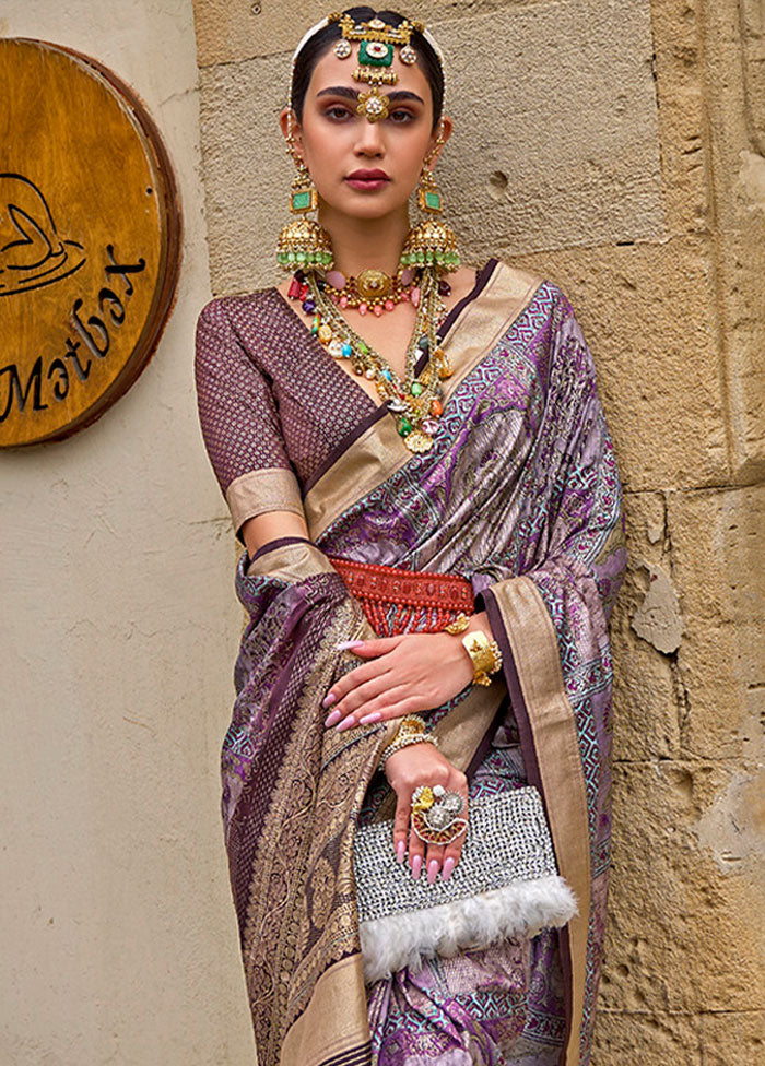 Lavender Spun Silk Saree With Blouse Piece - Indian Silk House Agencies