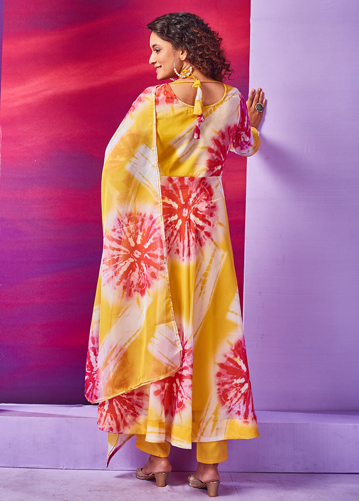 3 Pc Yellow Readymade Net Suit Set - Indian Silk House Agencies