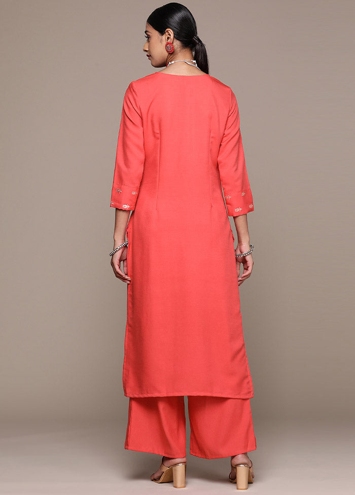 2 Pc Pink Readymade Rayon Kurti Set - Indian Silk House Agencies