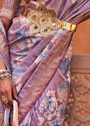 Lavender Dupion Silk Saree With Blouse Piece - Indian Silk House Agencies