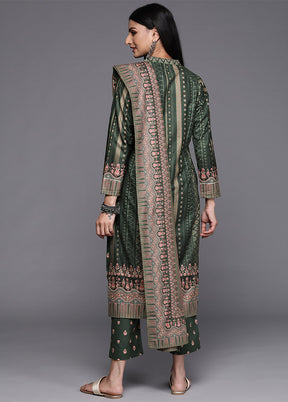 3 Pc Green Readymade Velvet Suit Set - Indian Silk House Agencies