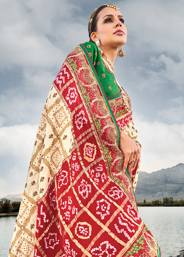 Cream Silk Saree With Blouse Piece - Indian Silk House Agencies