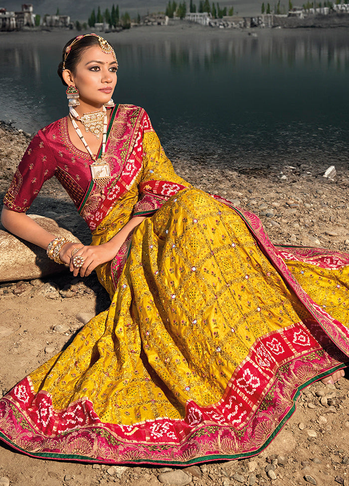 Mustard Silk Saree With Blouse Piece - Indian Silk House Agencies