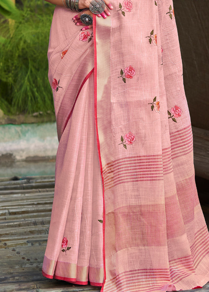 Pink Silk Saree With Blouse Piece - Indian Silk House Agencies