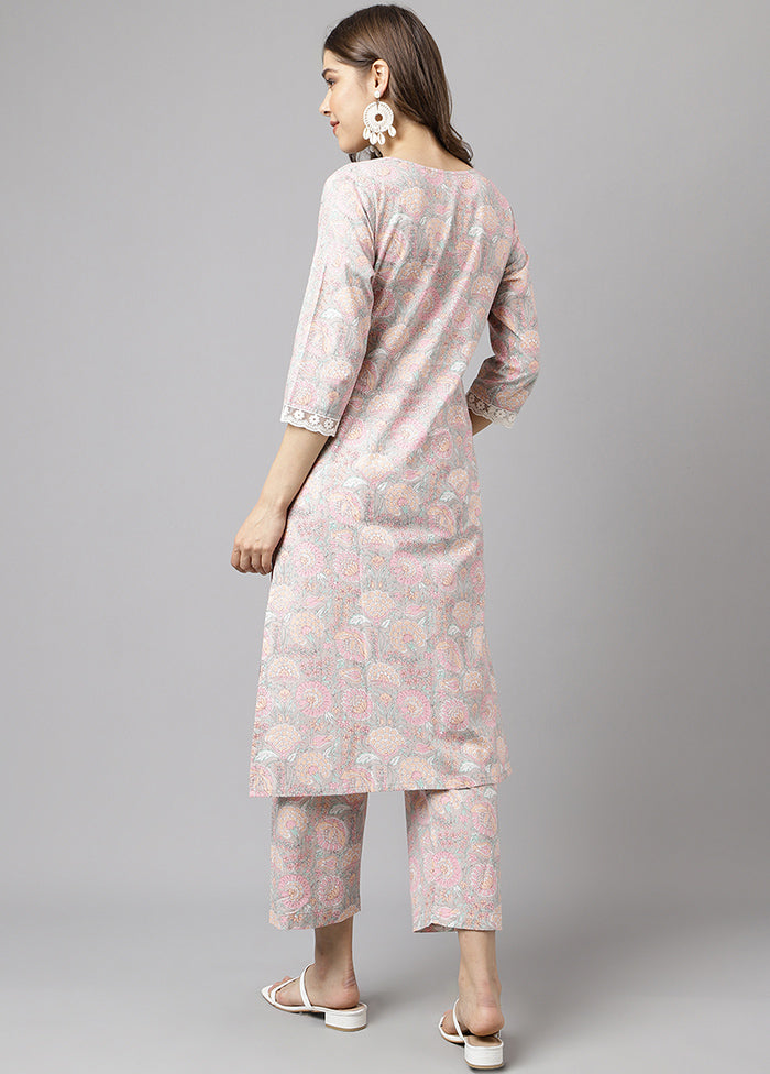2 Pc Baby Pink Readymade Cotton Kurti Set - Indian Silk House Agencies