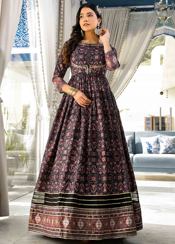 Black Readymade Silk Indian Dress - Indian Silk House Agencies