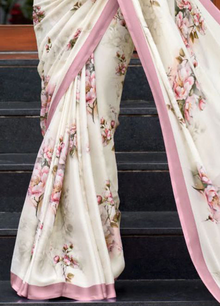 Off White Silk Saree With Blouse Piece - Indian Silk House Agencies