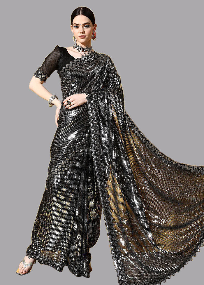 Black Georgette Saree With Blouse Piece - Indian Silk House Agencies