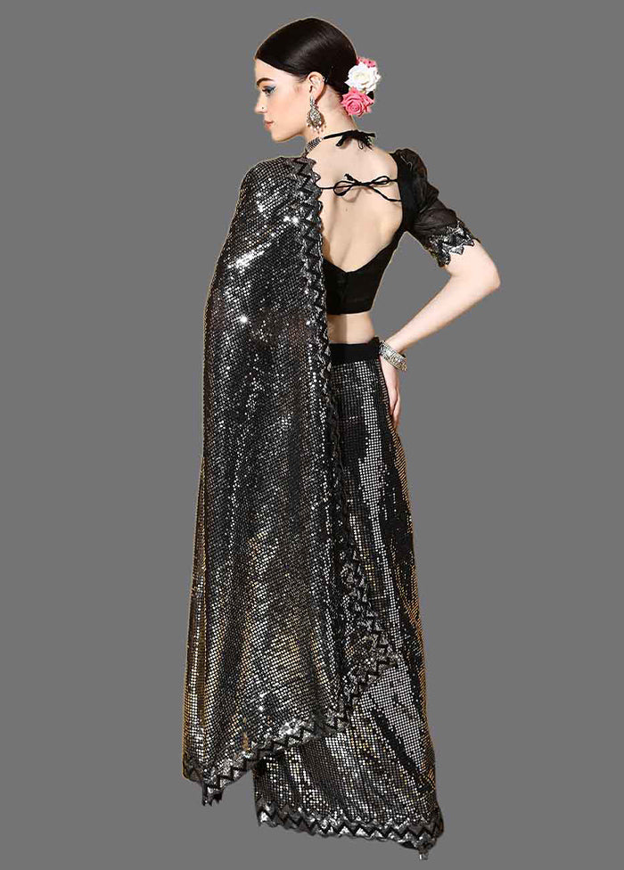 Black Georgette Saree With Blouse Piece - Indian Silk House Agencies