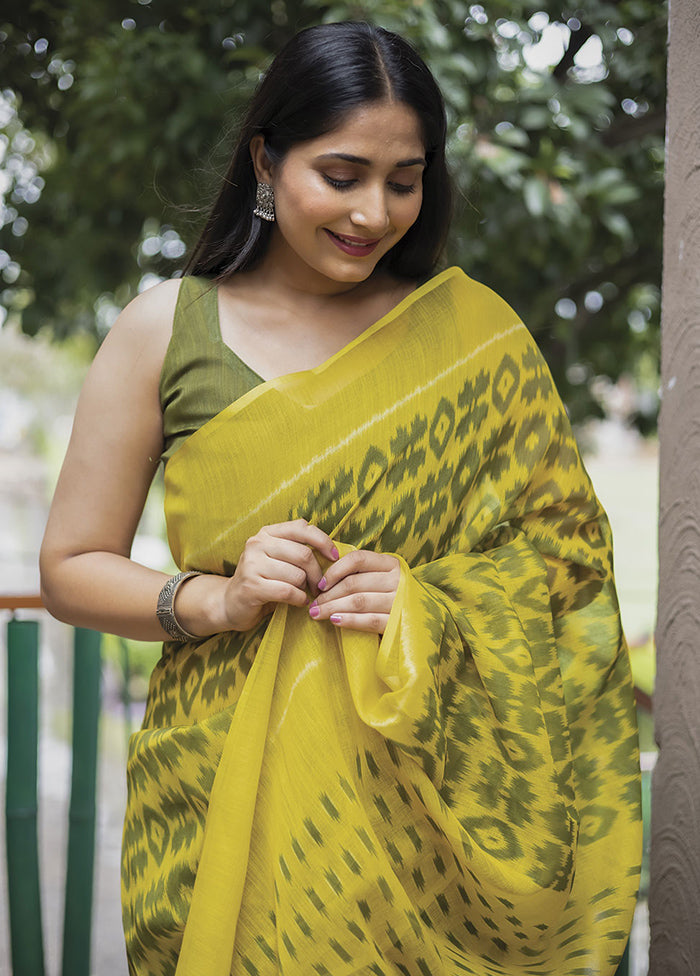 Olive Green Silk Saree With Blouse Piece - Indian Silk House Agencies