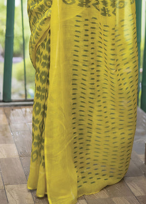 Olive Green Silk Saree With Blouse Piece - Indian Silk House Agencies