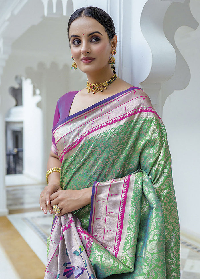 Sea Green Dupion Silk Saree With Blouse Piece - Indian Silk House Agencies