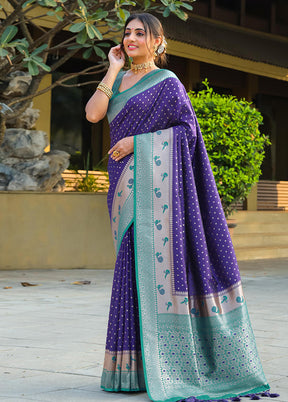 Royal Blue Dupion Silk Saree With Blouse Piece - Indian Silk House Agencies