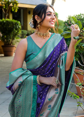 Royal Blue Dupion Silk Saree With Blouse Piece - Indian Silk House Agencies