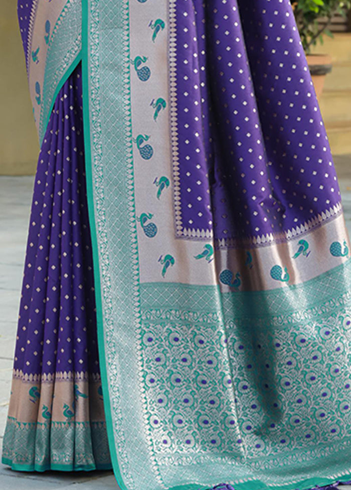 Royal Blue Dupion Silk Saree With Blouse Piece - Indian Silk House Agencies