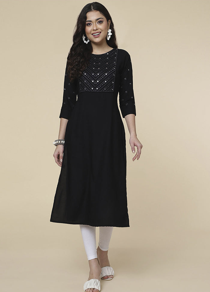 Black Readymade Rayon Kurti - Indian Silk House Agencies