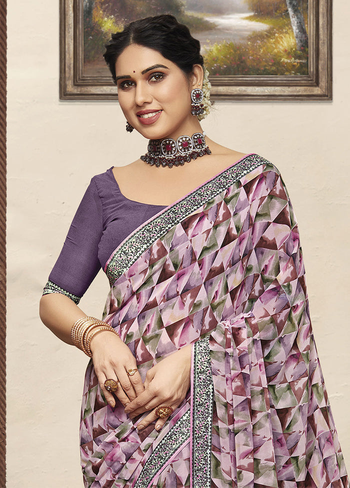Voilet Georgette Saree With Blouse Piece - Indian Silk House Agencies