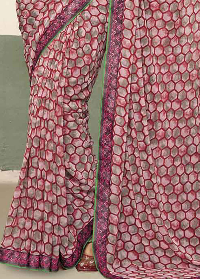 Burgundy Georgette Saree With Blouse Piece - Indian Silk House Agencies