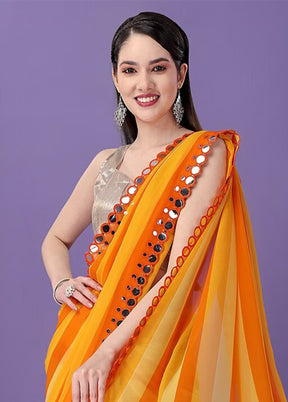 Yellow Georgette Saree With Blouse Piece - Indian Silk House Agencies