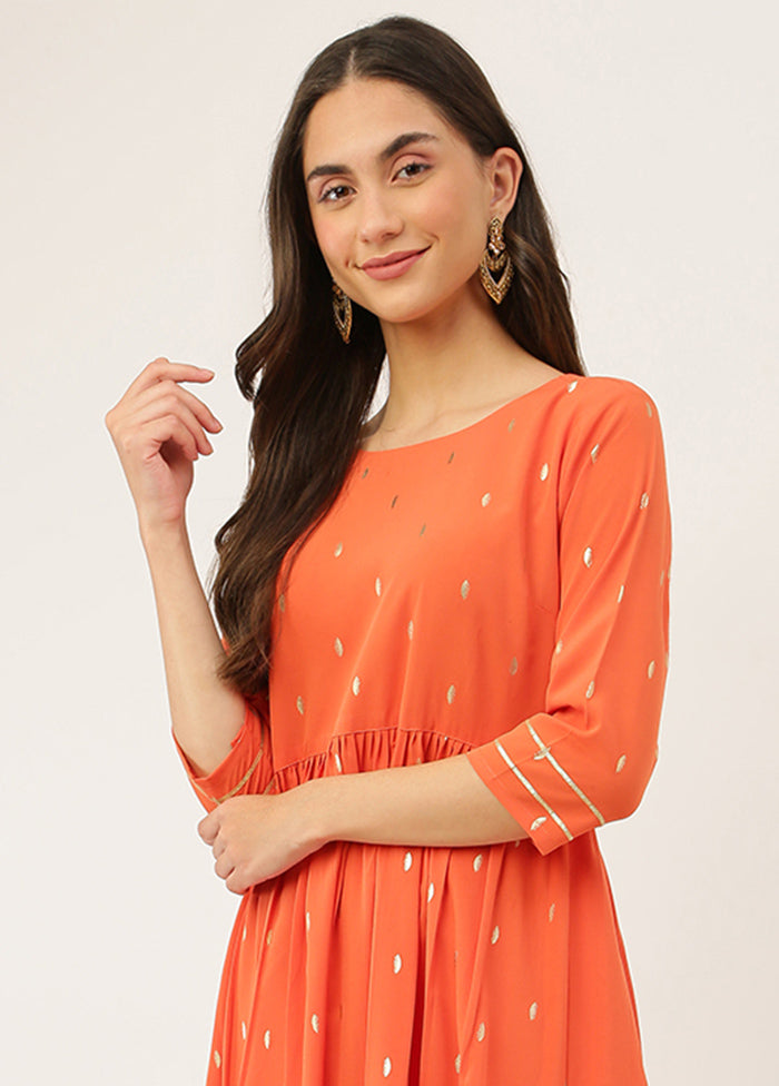 2 Pc Orange Readymade Silk Kurti Set - Indian Silk House Agencies