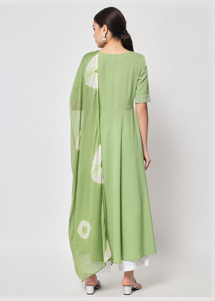 2 Pc Pista Green Readymade Silk Kurti Set - Indian Silk House Agencies