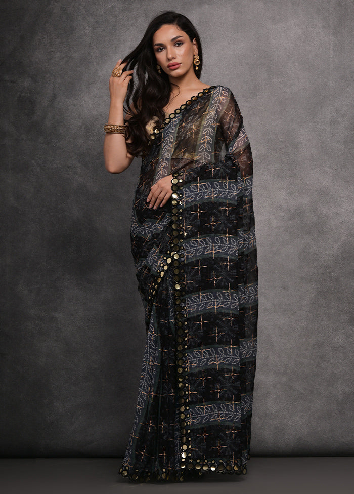 Grey Georgette Saree With Blouse Piece - Indian Silk House Agencies