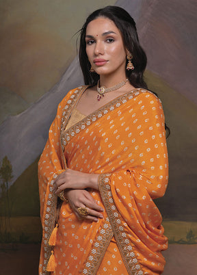Mustard Silk Saree With Blouse Piece - Indian Silk House Agencies