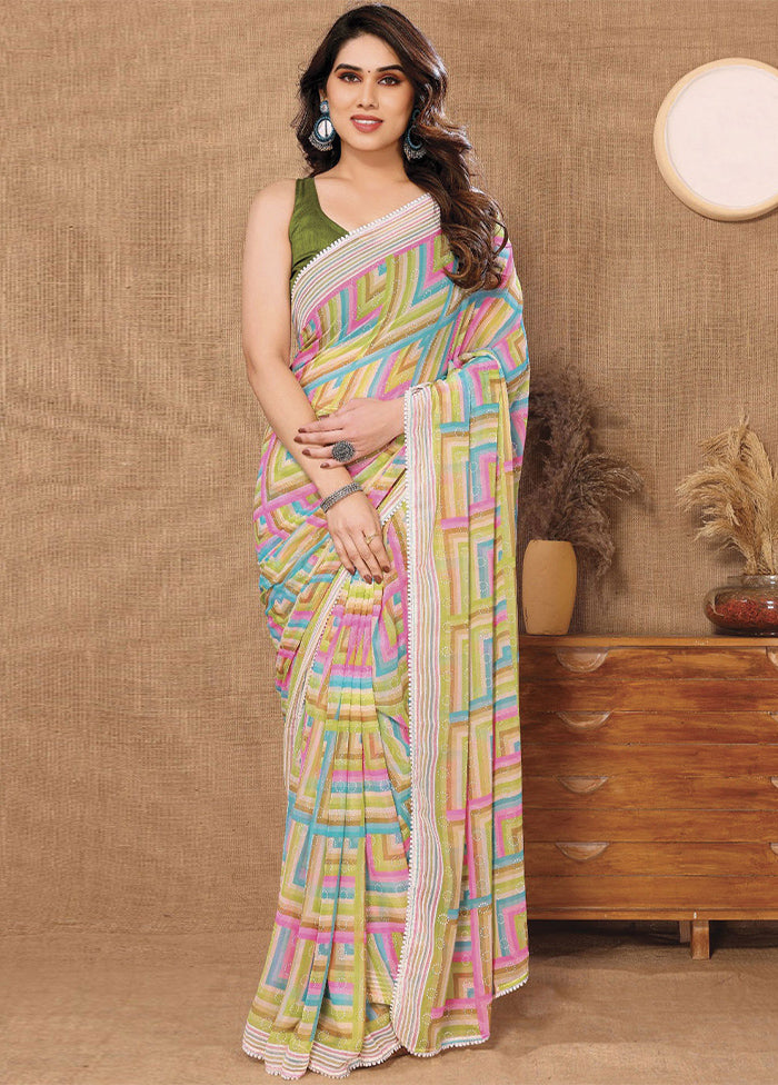 Multicolor Georgette Saree With Blouse Piece - Indian Silk House Agencies