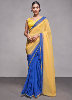 Blue Georgette Saree With Blouse Piece - Indian Silk House Agencies