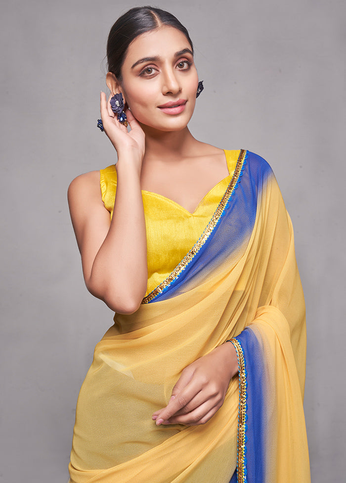 Blue Georgette Saree With Blouse Piece - Indian Silk House Agencies