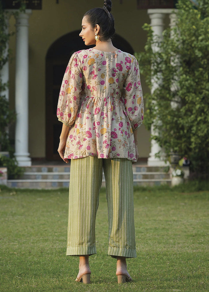 2 Pc Off White Readymade Cotton Coord Set - Indian Silk House Agencies
