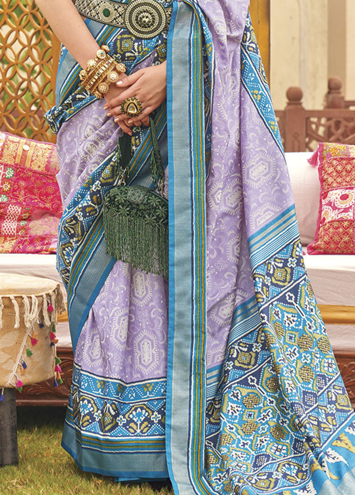 Lavender Dupion Silk Saree With Blouse Piece - Indian Silk House Agencies