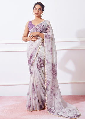 Off White Organza Saree With Blouse Piece - Indian Silk House Agencies