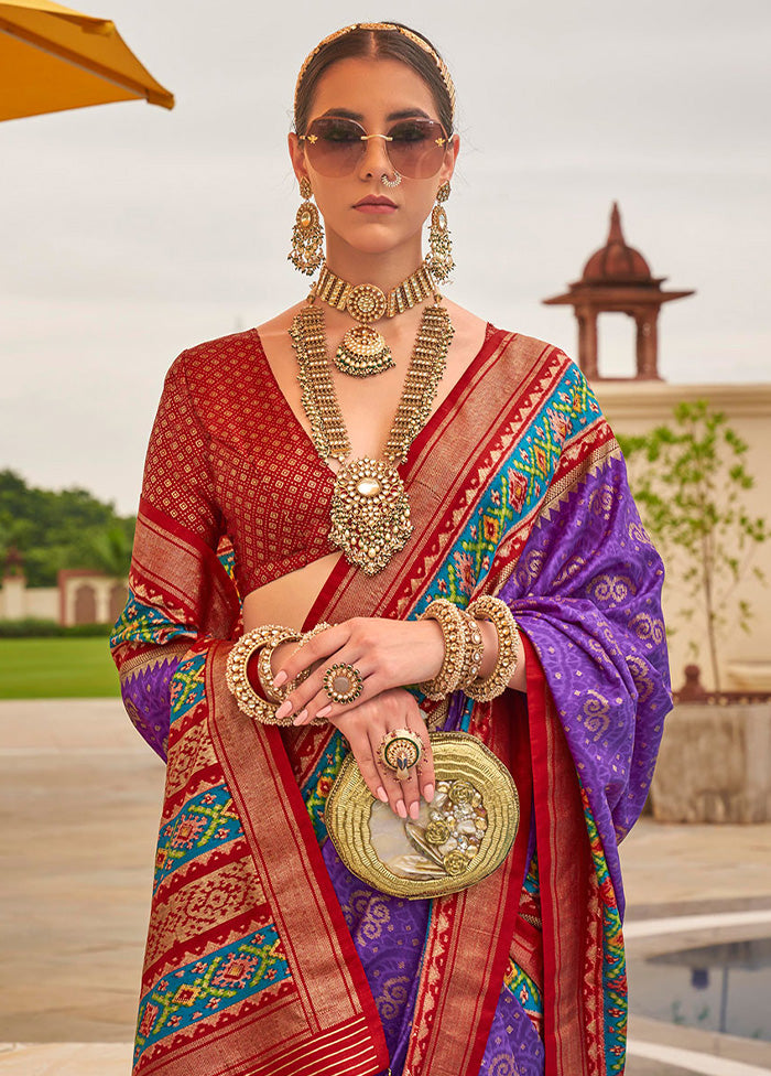 Purple Dupion Silk Saree With Blouse Piece - Indian Silk House Agencies
