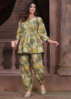 2 Pc Green Readymade Chanderi Coord Set - Indian Silk House Agencies