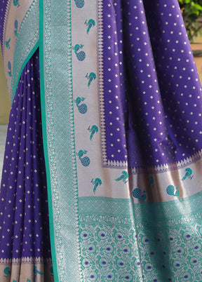 Blue Dupion Silk Saree With Blouse Piece - Indian Silk House Agencies