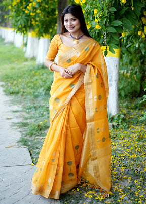 Mustard Silk Saree With Blouse Piece - Indian Silk House Agencies