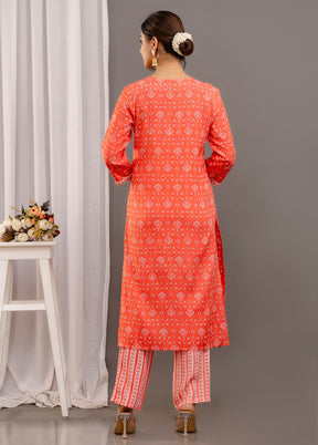 3 Pc Orange Readymade Rayon Suit Set - Indian Silk House Agencies