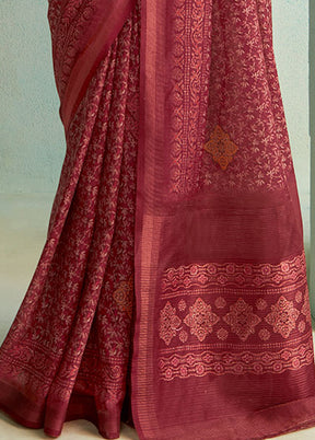 Burgundy Dupion Silk Saree With Blouse Piece - Indian Silk House Agencies