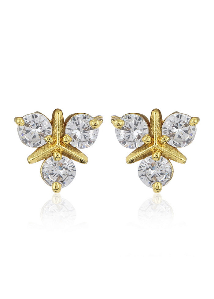 Estele 24Kt Gold Tone Plated Stud Earrings With AD stones For Women - Indian Silk House Agencies